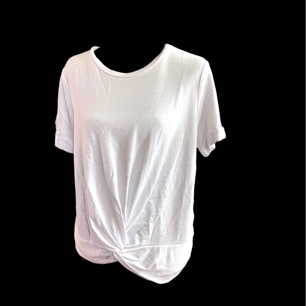 NWT Tribal White Twist Front Tee | S | Soft Stretch Basic Top